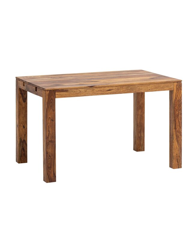 Wohnling Eetkamertafel 120x80x76 cm Sheesham massief hout Tijdloos, keukentafel uitschuifbaar tot 200 cm, eettafel groot rechthoekig eenvoudig, houten tafel eetkamer uitschuifbaar