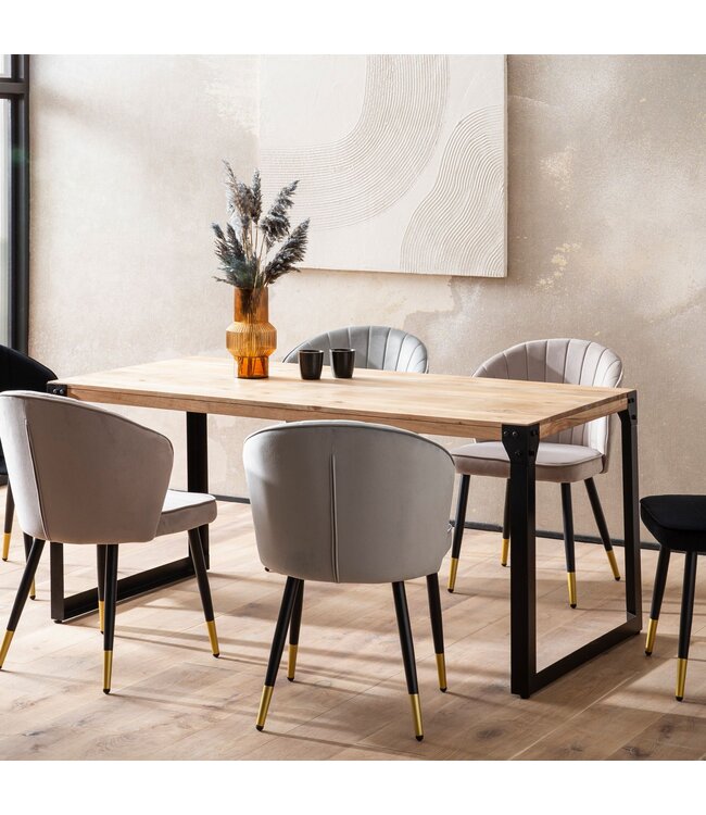 Wohnling Eetkamertafel 120x60x76 cm acacia massief hout metalen eettafel industrieel, keukentafel met metalen poten, kleine houten tafel, eettafel eetkamer rechthoekig
