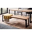 Wohnling eetkamerbank 160x40x45 cm acacia massief hout metaal industrieel, eettafelbank massief houten bank zonder rugleuning, keukenbank eetbank modern, eetkamerbank groot