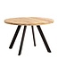 Wohnling Eetkamertafel 120x120x76 cm Mango massief houten eettafel Moderne, massieve keukentafel met metalen poten, houten tafel Eetkamer rond, kleine eettafel hout