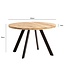 Wohnling Eetkamertafel 120x120x76 cm Mango massief houten eettafel Moderne, massieve keukentafel met metalen poten, houten tafel Eetkamer rond, kleine eettafel hout