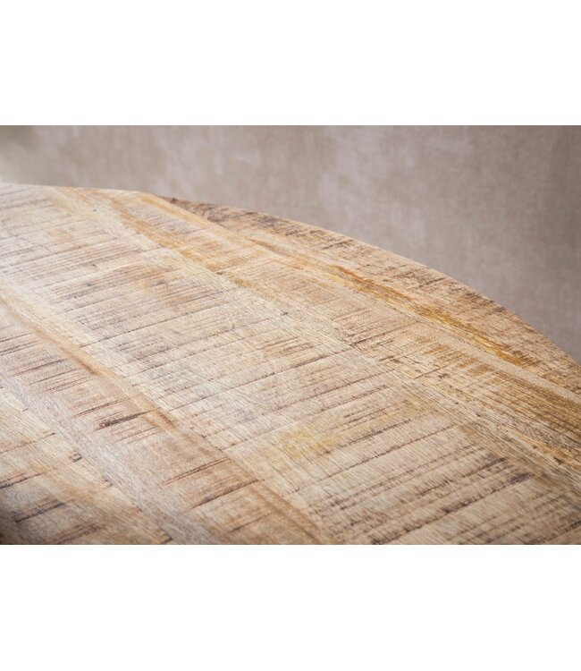 Wohnling Eetkamertafel 120x120x76 cm Mango massief houten eettafel Moderne, massieve keukentafel met metalen poten, houten tafel Eetkamer rond, kleine eettafel hout