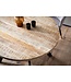 Wohnling Eetkamertafel 120x120x76 cm Mango massief houten eettafel Moderne, massieve keukentafel met metalen poten, houten tafel Eetkamer rond, kleine eettafel hout