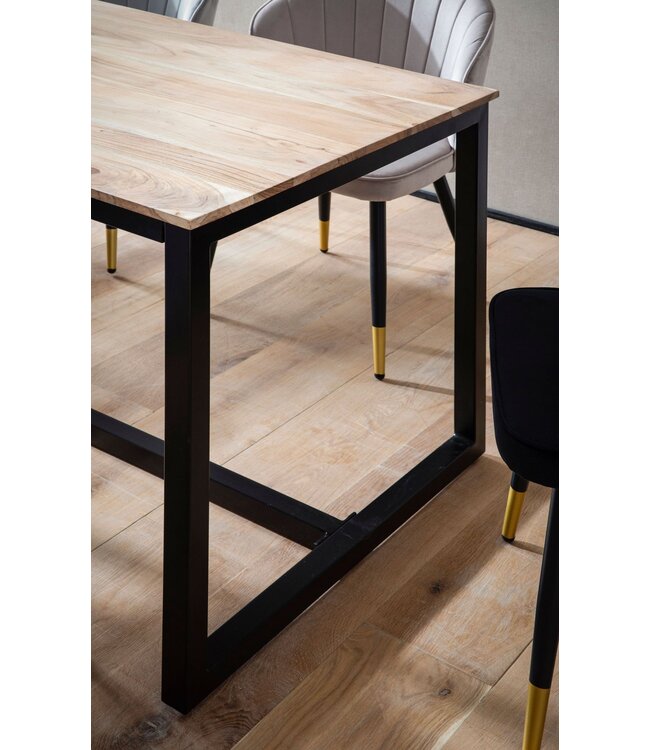 Wohnling Eetkamertafel 120x60x76 cm Acacia Massief Hout Metaal Eettafel Loft Stijl, Keukentafel met Metalen Poten, Houten Tafel Industrieel Klein, Eettafel Eetkamer Rechthoekig