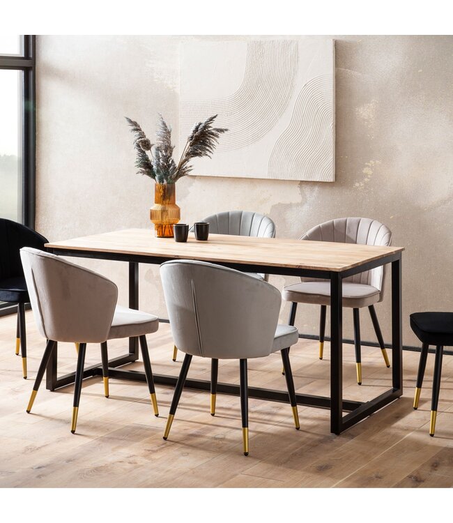 Wohnling Eetkamertafel 200x100x76 cm Acacia Massief Hout Metaal Eettafel Loft Stijl, Keukentafel met Metalen Poten, Houten Tafel Industrieel Groot, Eettafel Eetkamer Rechthoekig
