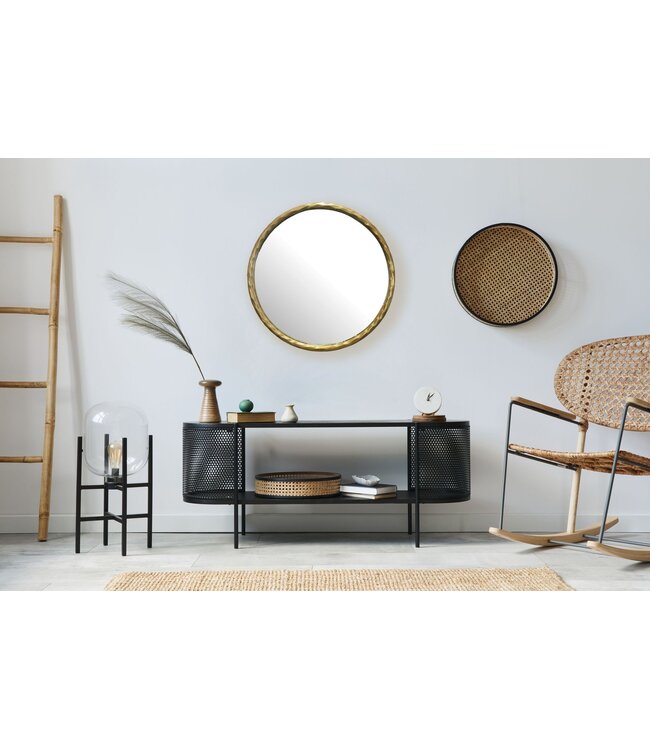 Wohnling wandspiegel 60 cm metaal design hangspiegel goud, decoratieve spiegel rond met frame, grote wandspiegel, gangspiegel garderobespiegel modern