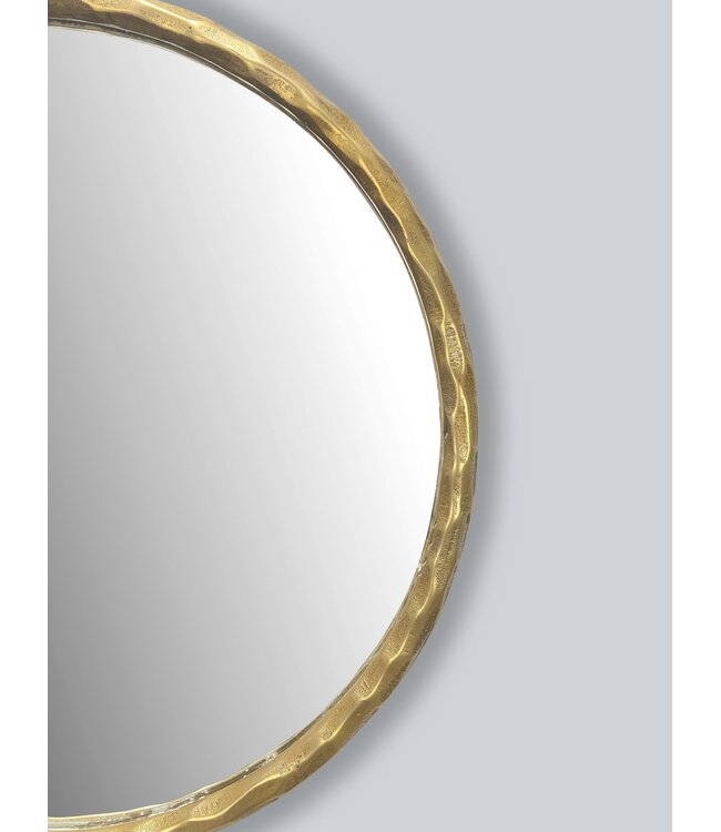 Wohnling wandspiegel 60 cm metaal design hangspiegel goud, decoratieve spiegel rond met frame, grote wandspiegel, gangspiegel garderobespiegel modern