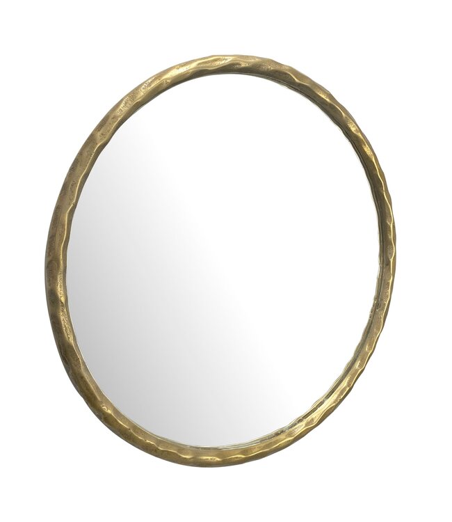 Wohnling wandspiegel 60 cm metaal design hangspiegel goud, decoratieve spiegel rond met frame, grote wandspiegel, gangspiegel garderobespiegel modern