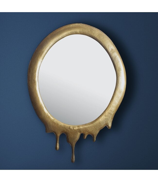 Wohnling wandspiegel 50x71 cm metalen design hangspiegel goud, aluminium decoratieve spiegel ovaal met frame, grote wandspiegel, gangspiegel garderobespiegel modern