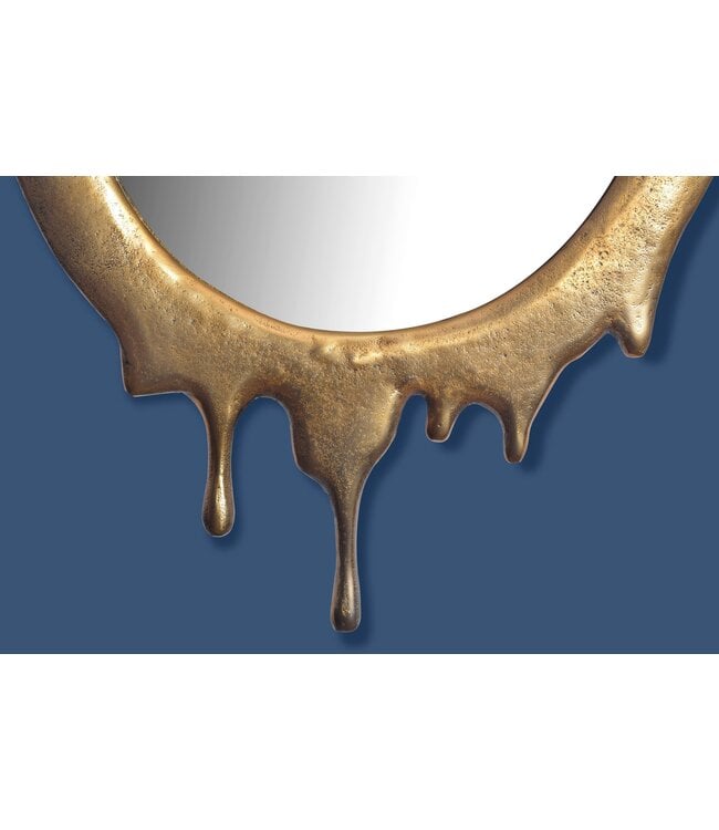 Wohnling wandspiegel 50x71 cm metalen design hangspiegel goud, aluminium decoratieve spiegel ovaal met frame, grote wandspiegel, gangspiegel garderobespiegel modern