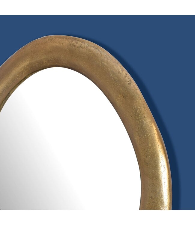 Wohnling wandspiegel 50x71 cm metalen design hangspiegel goud, aluminium decoratieve spiegel ovaal met frame, grote wandspiegel, gangspiegel garderobespiegel modern