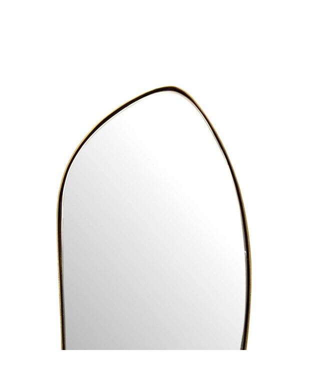 Wohnling wandspiegel asymmetrisch 33x90 cm metalen design hangende spiegel goud, ijzeren decoratieve spiegel vormloos met frame, grote wandspiegel, halspiegel langwerpig, garderobespiegel modern