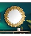 Wohnling wandspiegel veren 68 cm metalen design hangende spiegel goud, ijzeren decoratieve spiegel rond, grote wandspiegel, gangspiegel garderobespiegel modern