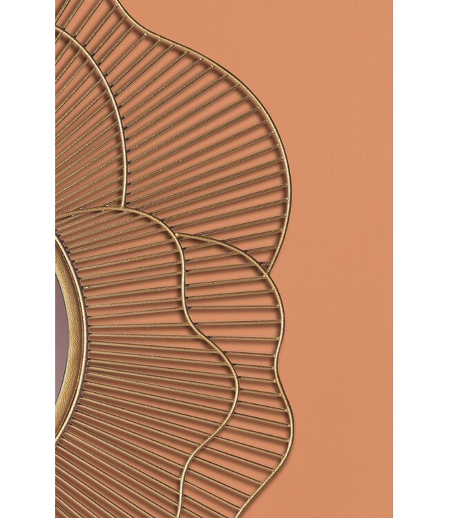 Wohnling wandspiegel roze 77 cm metaal design hangspiegel goud, ijzeren decoratieve spiegel rond, spiegelwand grote bloemvorm, gangspiegel garderobespiegel modern