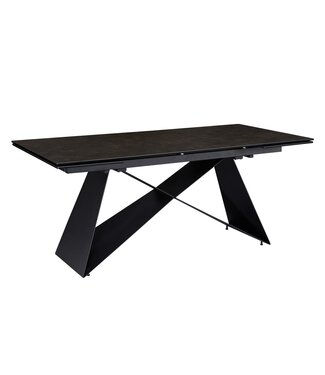 Wohnling Eettafel zwart keramiek uitschuifbaar 180 cm Zwart