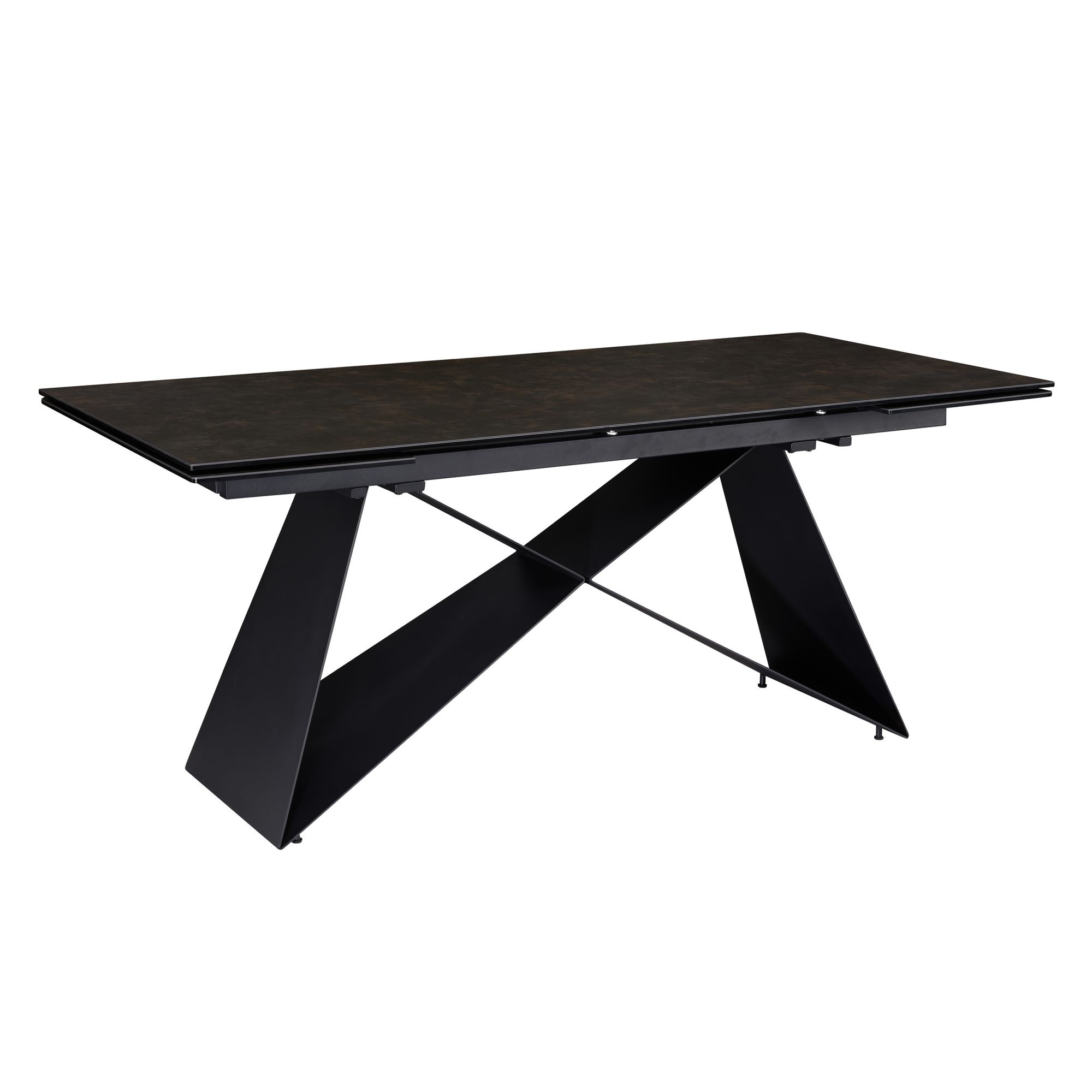 Eettafel zwart keramiek uitschuifbaar 180 cm Zwart