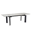 Wohnling Eetkamertafel 180x95x77 cm Glaskeramiek Eettafel Wit Marmeren Look, Keukentafel Uitschuifbaar tot 240 cm, Grote Glazen Tafel, Eettafel Eetkamer Rechthoekig met Metalen Poten