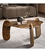 Wohnling salontafel 78x78x39,5 cm mango massief hout walnootkleurige salontafel laag, driepoot woonkamertafel organisch, design salontafel woonkamer modern met natuurlijke houtnerf