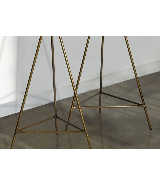 Wohnling bloempot set van 2 metalen plantenbakken goud met frame, design ijzeren plantenbak rond, bloempot plantenbak binnen hoog