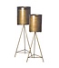 Wohnling bloempot set van 2 metalen plantenbakken goud met frame, design ijzeren plantenbak rond, bloempot plantenbak binnen hoog
