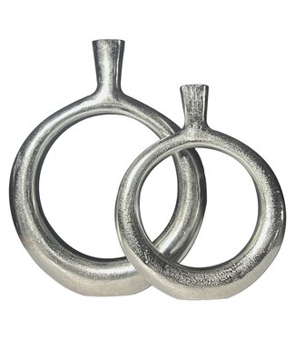 Wohnling Vaas zilver aluminium donut set 2 - WL7.176