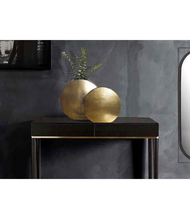 Wohnling Decoratieve Vaas Set van 2 Aluminium Goud Bloemenvaas Modern, Decoratieve Vaas Rond 2-delig voor Bloemen, Aluminium Tafelvaas Woondecoratie Metalen Tafeldecoratie Handgemaakt