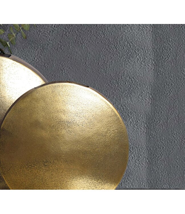 Wohnling Decoratieve Vaas Set van 2 Aluminium Goud Bloemenvaas Modern, Decoratieve Vaas Rond 2-delig voor Bloemen, Aluminium Tafelvaas Woondecoratie Metalen Tafeldecoratie Handgemaakt