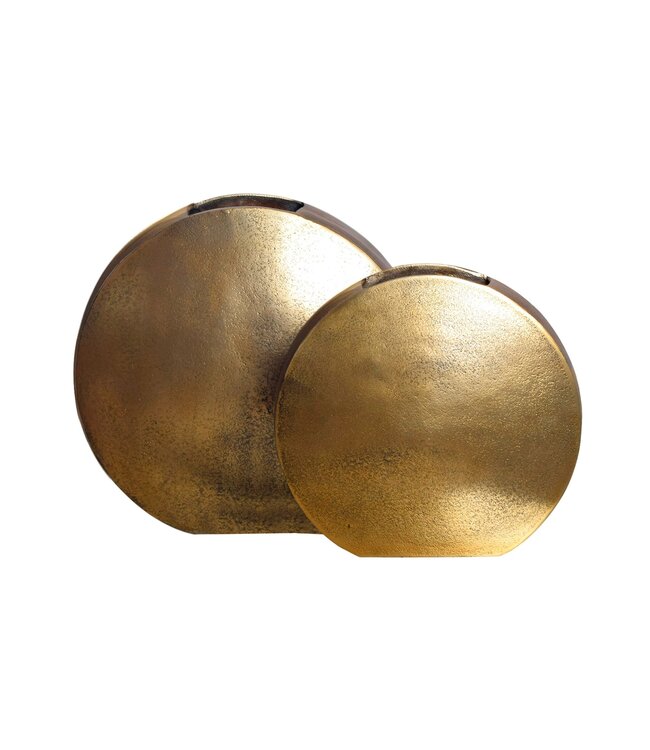 Wohnling Decoratieve Vaas Set van 2 Aluminium Goud Bloemenvaas Modern, Decoratieve Vaas Rond 2-delig voor Bloemen, Aluminium Tafelvaas Woondecoratie Metalen Tafeldecoratie Handgemaakt
