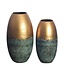 Wohnling Decoratieve Vaas Set van 2 Aluminium Goud Patina Bloemenvaas Modern, Decoratieve Vaas Geperforeerd Rond 2-delig voor Bloemen, Aluminium Tafelvaas Woondecoratie Tafeldecoratie Handgemaakt