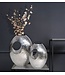 Wohnling decoratieve vaas set van 2 aluminium zilver met handvat bloemenvaas moderne, gehamerde decoratieve vaas 2-delig voor bloemen, aluminium tafelvaas handgemaakt