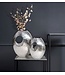 Wohnling decoratieve vaas set van 2 aluminium zilver met handvat bloemenvaas moderne, gehamerde decoratieve vaas 2-delig voor bloemen, aluminium tafelvaas handgemaakt