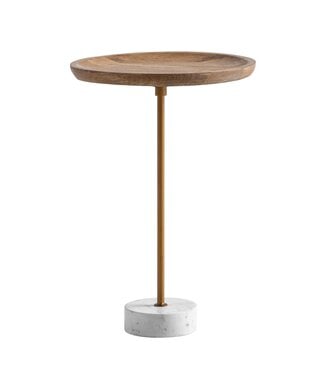 Wohnling Bijzettafel mangohout marmer 40x40x55 cm