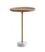Wohnling Bijzettafel Mango Massief Hout Echt Marmer 40x40x55 cm Bijzettafel, Kleine Ronde Bijzettafel, Woonkamertafel Bank Modern, Sofa Tafel Hoog