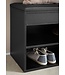 Wohnling schoenenbank met zitting, garderobebank 104x51x32 cm, zwart kunstleer, kleine gestoffeerde houten bank, smalle gangbank met opbergruimte, borstbank, schoenenkist, gangmeubilair