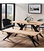Wohnling eetkamerbank 120x45x45 cm acacia massief hout metaal loftstijl, eettafelbank massief houten bank zonder rugleuning, keukenbank eetkamerbank industrieel, eetkamerbank klein