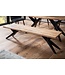 Wohnling eetkamerbank 160x45x45 cm acacia massief hout metaal loftstijl, eettafelbank massief houten bank zonder rugleuning, keukenbank eetkamerbank industrieel, eetkamerbank groot