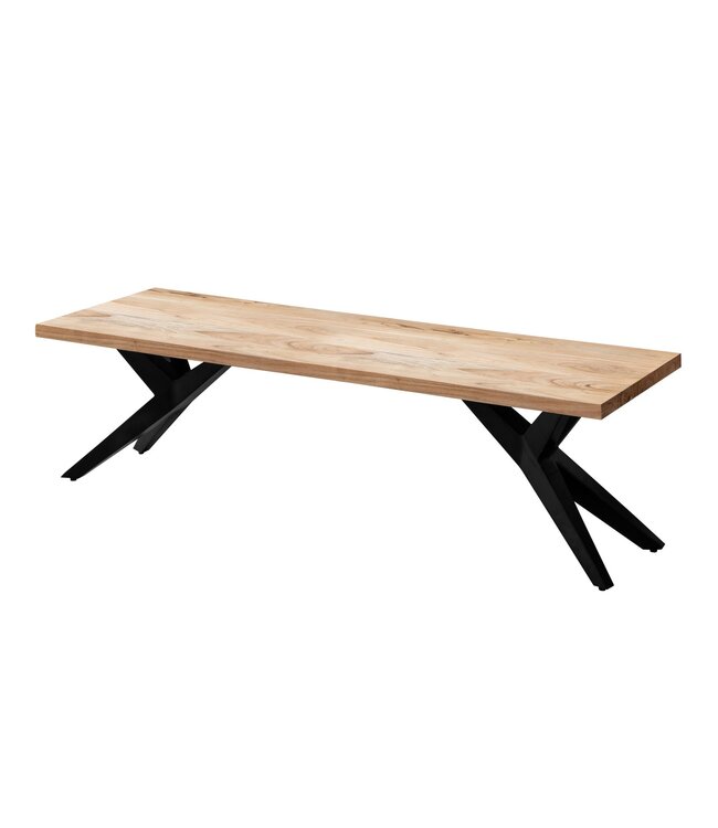 Wohnling eetkamerbank 160x45x45 cm acacia massief hout metaal loftstijl, eettafelbank massief houten bank zonder rugleuning, keukenbank eetkamerbank industrieel, eetkamerbank groot