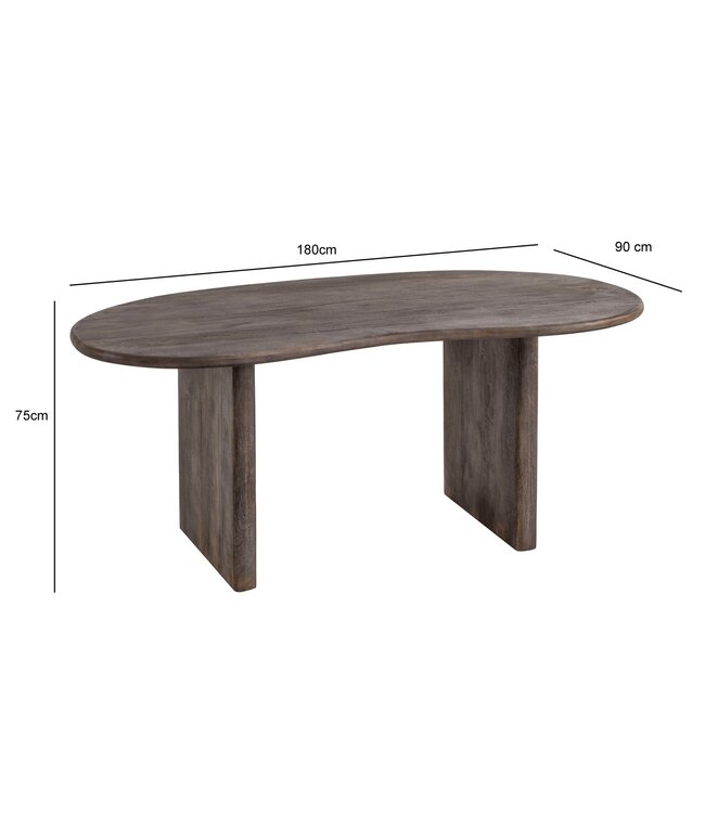 Wohnling Bureau 180x90x75 cm Acacia Massief Houten Computerbureau Retro, Thuiskantoor Bureau Massief Niervorm in Donkerbruin, Houten Tafel Laptoptafel Studie