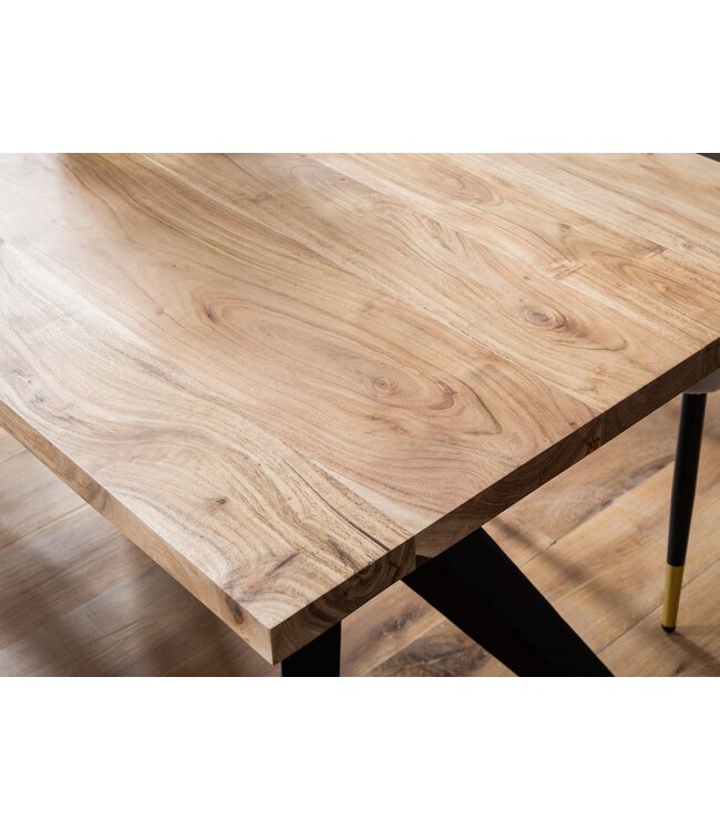 Wohnling Bureau 180x90x76 cm Acacia Massief Houten Computerbureau Loft Stijl, Thuiskantoor Bureau met Metalen Poten, Grote Industriële Houten Tafel, Rechthoekige Laptoptafel voor Studeerkamer