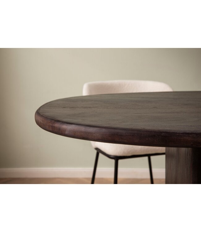 Wohnling Eettafel 180x90x75 cm Acacia Massief Hout Donkerbruin Eettafel Modern, Keukentafel Massief Niervorm, Houten Tafel Eetkamer, Grote Eettafel Hout