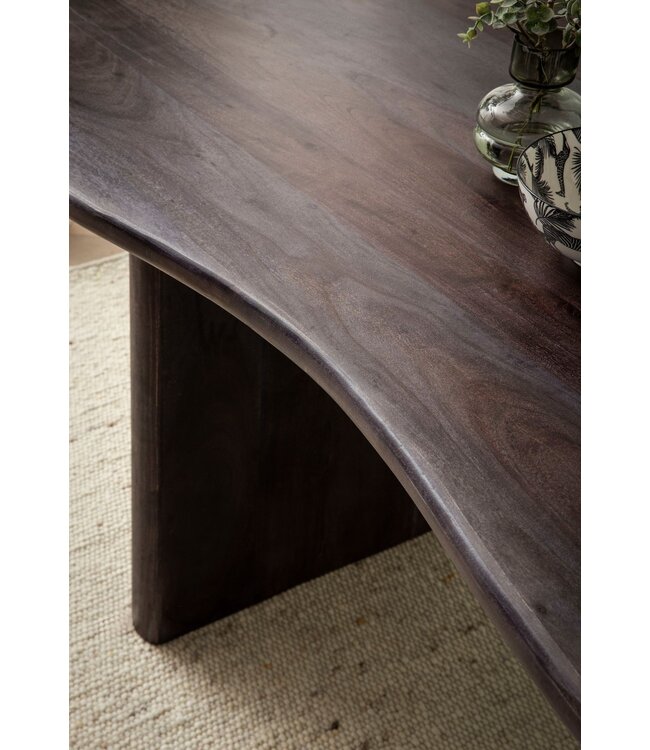 Wohnling Eettafel 180x90x75 cm Acacia Massief Hout Donkerbruin Eettafel Modern, Keukentafel Massief Niervorm, Houten Tafel Eetkamer, Grote Eettafel Hout