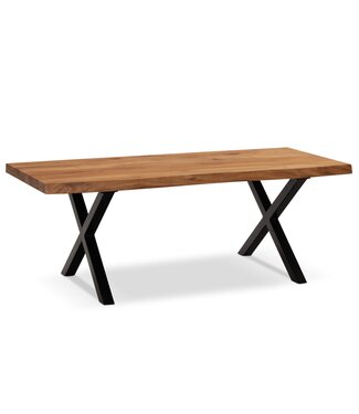 Wohnling Salontafel acaciahout zwart 120 cm lang - WL7.283