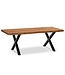 Wohnling salontafel 120x60x46 cm acacia massief hout / metalen boomrand, design woonkamertafel rechthoekig, salontafel bruin, salontafel met zwarte poten in X-vorm