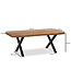 Wohnling salontafel 120x60x46 cm acacia massief hout / metalen boomrand, design woonkamertafel rechthoekig, salontafel bruin, salontafel met zwarte poten in X-vorm