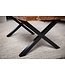 Wohnling salontafel 120x60x46 cm acacia massief hout / metalen boomrand, design woonkamertafel rechthoekig, salontafel bruin, salontafel met zwarte poten in X-vorm
