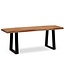 Wohnling kledingkastbank 120x40x45,5 cm acacia massief hout / metaal met boomrand, halbank massief houten bank zonder rugleuning, halbank moderne entree kleine trapeziumvormige poten zwart