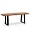 Wohnling kledingkastbank 120x40x45,5 cm acacia massief hout / metaal met boomrand, halbank massief houten bank zonder rugleuning, halbank moderne entree kleine trapeziumvormige poten zwart