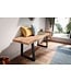 Wohnling kledingkastbank 120x40x45,5 cm acacia massief hout / metaal met boomrand, halbank massief houten bank zonder rugleuning, halbank moderne entree kleine trapeziumvormige poten zwart