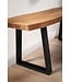 Wohnling kledingkastbank 120x40x45,5 cm acacia massief hout / metaal met boomrand, halbank massief houten bank zonder rugleuning, halbank moderne entree kleine trapeziumvormige poten zwart