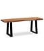 Wohnling kledingkastbank 120x40x45,5 cm acacia massief hout / metaal met boomrand, halbank massief houten bank zonder rugleuning, halbank moderne entree kleine trapeziumvormige poten zwart